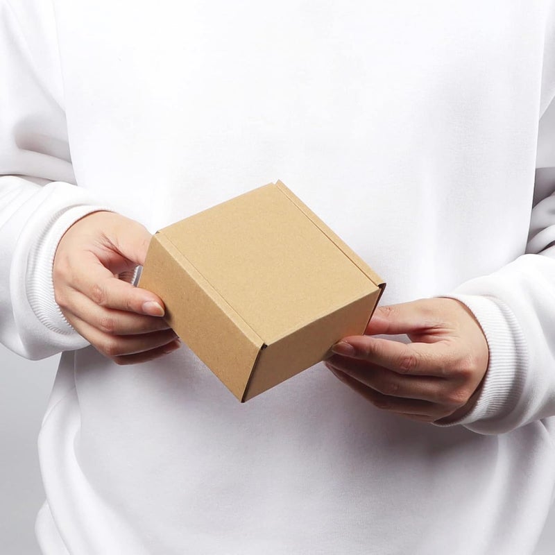 PHAREGE 4x4x2 inch Shipping Boxes Bulk 100 Pack Brown, Tab Lock Tuck Top Mailer Boxes for Packaging Small Business, Small Cardboard Gift Boxes for Wrapping Mailing Present - Image 4
